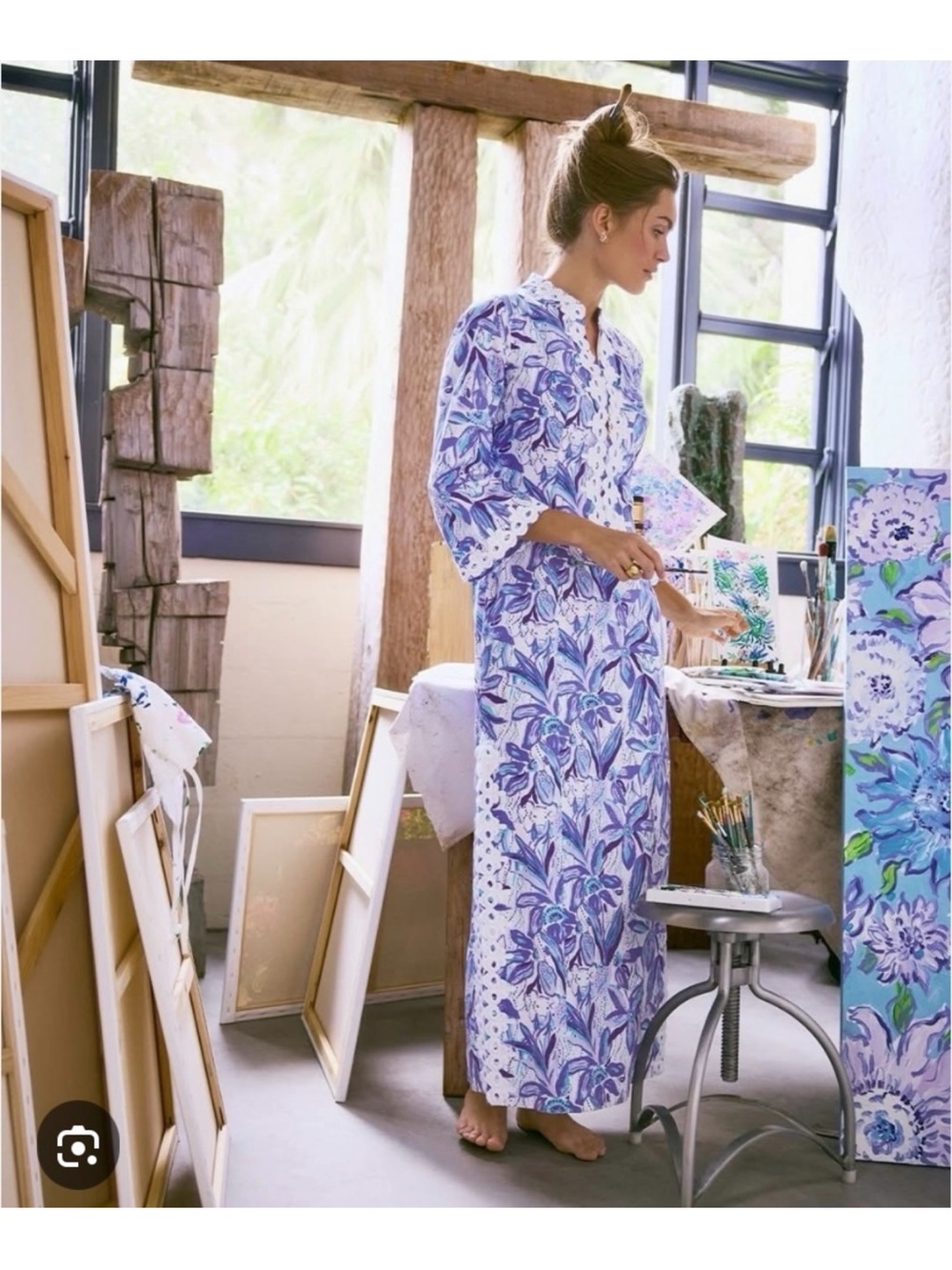 Lilly Pulitzer Shealyn Stretch Maxi Caftan in Elephant in the Bloom EUC - Picture 2 of 11